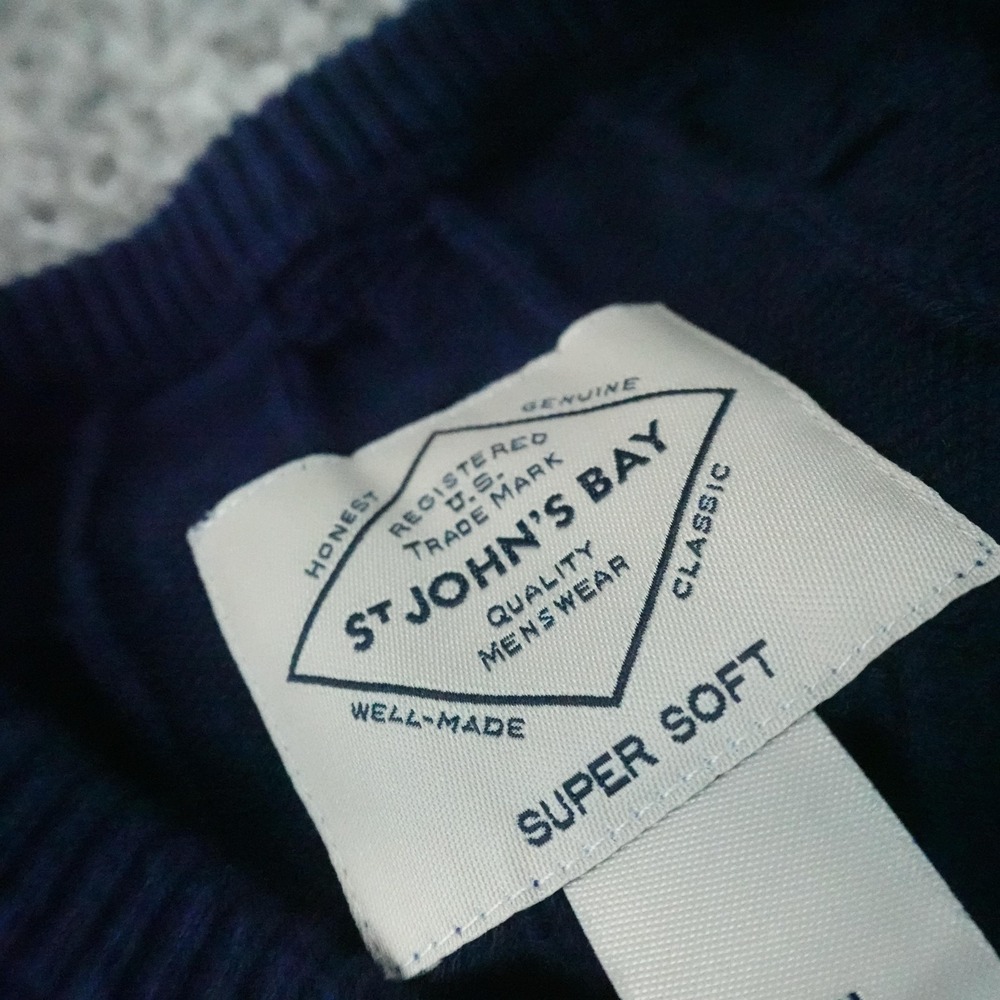NEW St Johns Bay Sweater‎ Mens 2XL Navy Blue Aran Cable Knit Crewneck Pullover - Picture 5 of 9